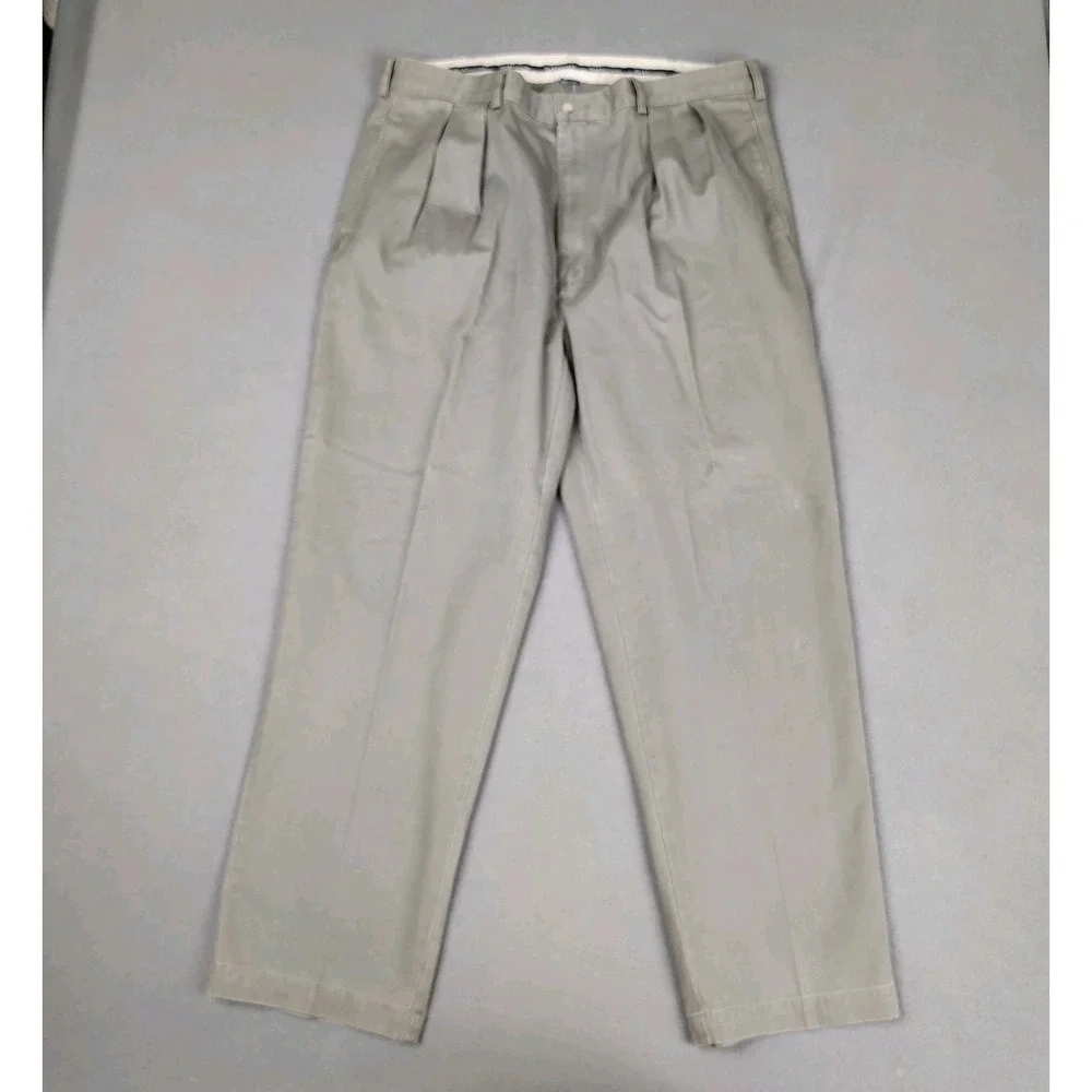 VINTAGE Polo Ralph Lauren Khaki Pants Men 39x30 Olive Pleated Classic Old Money